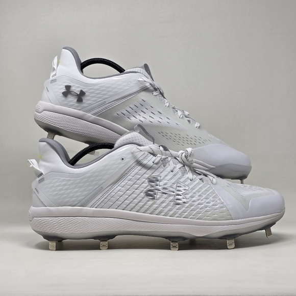 Under Armour 3025592-100 Yard Low Baseball Metal Cleats White Grey Size 16 New main image 9